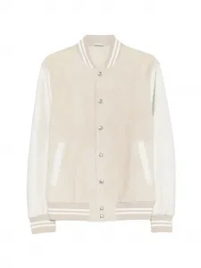 Бомбер с отделкой в полоску Eleventy, бежевый