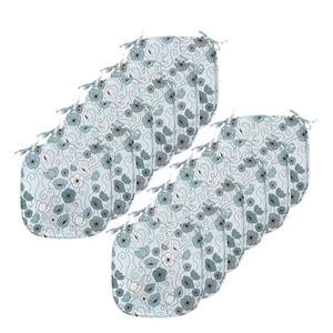 ABAKUHAUS Цветочные подушки на обеденный стул, каракули с цветочной ботаникой, декоративная водонепроницаемая подушка с ремнями для кухонных сидений, 40 см x 40 см — упаковка из 12 шт., Серый Синий Серый Белый