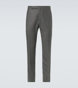 Прямые брюки средней посадки из шерсти Ralph Lauren Purple Label, Medium Grey Heather