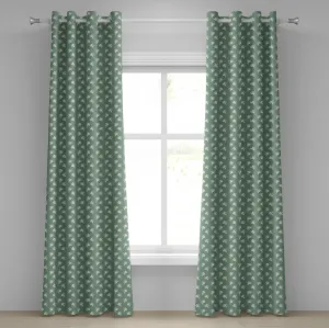 Зеленая штора на люверсах ABAKUHAUS с рисунком Купидона в романтическом стиле, вдохновленным греческой мифологией, с принтом в виде маленьких сердечек, декоративная двухпанельная штора, 280 см x 245 см, цвет кремовый, зеленый, фиолетовый Abakuhaus