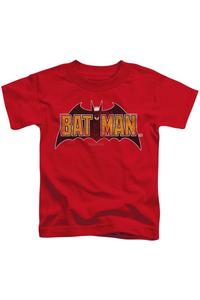 Футболка с коротким рукавом для малышей с винтажным логотипом Batman на красном фоне Gildan