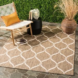 Ковер SAFAVIEH, 201 x 290 см, Washable Rug Outdoor Courtyard Collection - , Brown & Beige, Non-Shedding & Easy Cleaning, идеальный для патио, заднего двора, прихожей (CY6654-232)