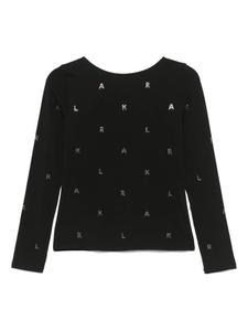 Футболка с логотипом и стразами Karl Lagerfeld, черный