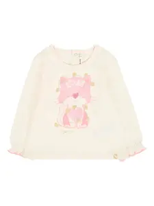 Топ с принтом котов и оборками на манжетах Billieblush, нейтральный