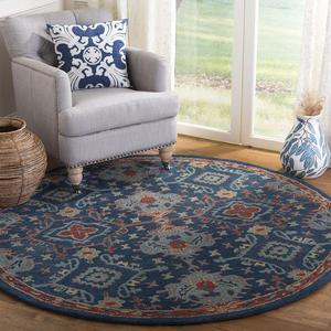 SAFAVIEH Heritage Collection круглый ковер 122 x 122 см Blue/Multi HG422M ручной работы традиционный восточный шерстяной