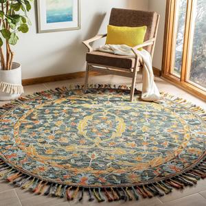 SAFAVIEH Aspen Collection ковер, 214 x 214 см, Olive & Rust, ручной работы бохо с плетеными кистями из шерсти, идеально для помещений с высокой проходимостью в гостиной, спальне (APN116X)