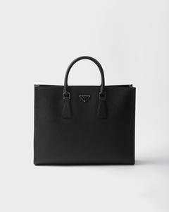 Сумка-тоут из сафьяновой кожи Prada, черный