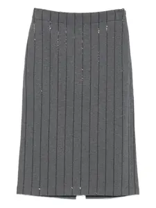 Юбка-карандаш миди с декором Brunello Cucinelli, серый