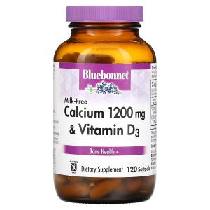 Безмолочный кальций и витамин D3 Bluebonnet Nutrition 1200 мг, 120 мягких таблеток