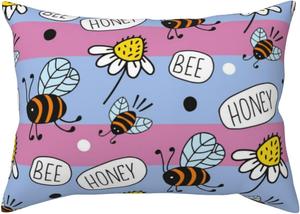 Pevtufa Чехлы на подушки с полосатым принтом "пчелы и ромашки" с застежкой конвертом Bees and Daisies Striped