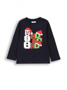 Футболка с длинными рукавами на Рождество темно-синего цвета Coccodrillo