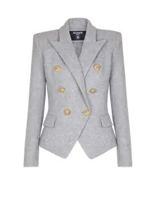 Вязаный хлопковый жакет на шести пуговицах Balmain, серый