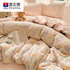 Fuanna Пододеяльник 220х240 см, флис, двойной начес, утепленный, цвет Spring in Full Bloom