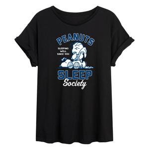 Детская футболка Peanuts Charlie Brown & Snoopy Sleep Society с струящимся рисунком Licensed Character, черный