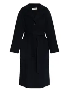 Шерстяное пальто с поясом Officine Generale, синий