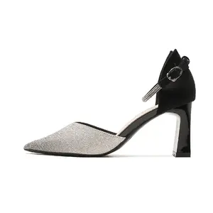 QITUMAUL Женские туфли на платформе с массивным каблуком - черные[Высота каблука 7,5 см], цвет Black[Heel Height 7.5cm]