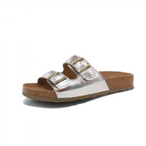 MADALLO Серебряные женские слайдеры с резиновыми металлическими кожаными вставками, устойчивые к истиранию и с амортизацией, цвет Silver
