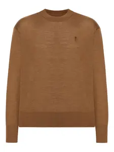 Вышитый шерстяной свитер AMI Paris, коричневый