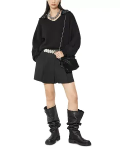 Вязаный свитер рыбака в рубчик Max&Co., черный