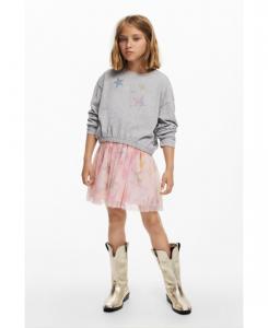 Детская футболка для девочек со стразами в виде звезд Desigual, Gray