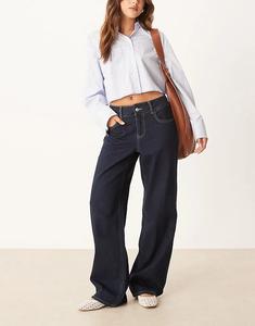 Джинсы AWARE Rena средней посадки с широкими штанинами темно-синего цвета