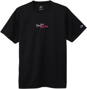 Мужская футболка Champion C3-ZB310 с коротким рукавом, круглый вырез, антибактериальная, дезодорирующая, быстросохнущая, с графическим принтом, баскетбольная, черный/розовый