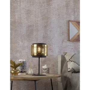 Настольная лампа SANDBACH, сталь, E27, IP20, винтаж, прикроватная лампа E27, 1 шт. Настольная лампа, H45 x Ø24 см, черная, латунь, 1x40W без лампы. Eglo, черный/латунный