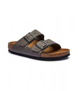 Тапочки кожаные Birkenstock Arizona Leoi, серый