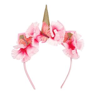 Соуза! Ободок Лилианны с цветами, бабочками и золотым рогом единорога Souza!