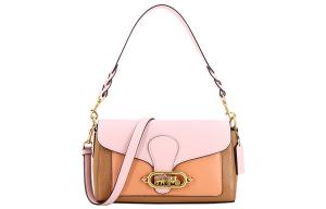 COACH Кожаная сумка через плечо женская кофейная и розовая