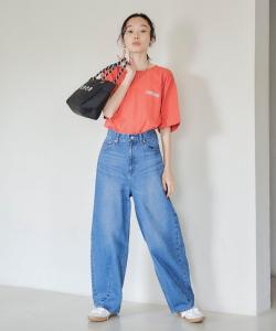 Футболка из хлопка с вышивкой, произведенная в США Coen, цвет Orange