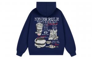 Толстовка Unisex Hooded Moderate Others NEVER RULE, темно-синий