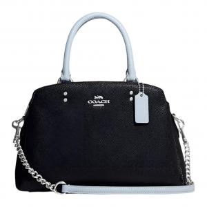 Сумка через плечо Lillie Cross Grain Leather, миниатюрная женская сумка черного цвета COACH