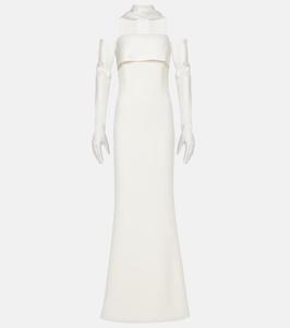 Платье Roshana из крепа с поясом и перчатками Safiyaa, Ivory On Ivory