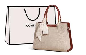 Сумка через плечо из коровьей кожи, большая женская сумка, голубая/абрикосовая COMELY, голубая (складывающаяся в коробку)