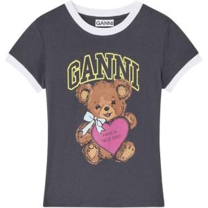 Укороченная футболка teddy GANNI, темно-серый