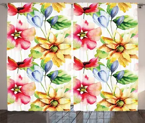 ABAKUHAUS Яркая деревенская штора с рисунком в деревенском стиле, универсальные ленточные шторы для гостиной с петлями и крючками, 280 x 245 см, разноцветная Abakuhaus