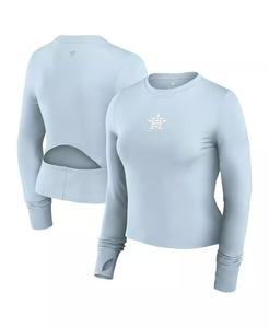 Женский светло-голубой облегающий спортивный топ с длинными рукавами Houston Astros Studio Fanatics
