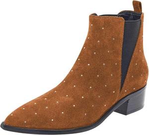 Женские ботильоны FSJ Chelsea с заостренным носком, низкий каблук-блок, украшенные заклепками, удобные стильные замшевые повседневные осенние обувь, размер 4-15 US, Brown