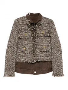 Многослойная куртка из твила SACAI, коричневый