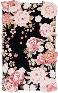 SAFAVIEH Jardin Collection ковер 183 x 183 см - Black & Pink, цветочный дизайн, ручной работы из шерсти, идеально для гостиной, столовой, спальни (JAR737Z-6SQ)