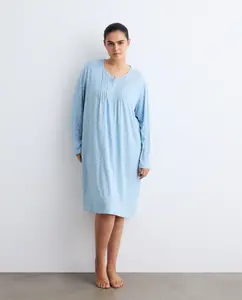 Женская ночная сорочка с отделкой на вырезе Couchel, синий