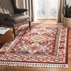 Ковер SAFAVIEH, 155 x 221 см, Farmhouse Collection Ivory/Red FMH825A Oriental Tribal Tassel