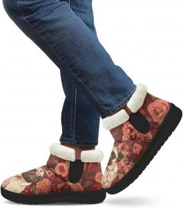 Мини-сапожки для женщин с мехом, зимние снегоходные сапоги на меховой подкладке, противоскользящие, теплые зимние обувь, устойчивая к пятнам Chririnla, Rose Pekingese