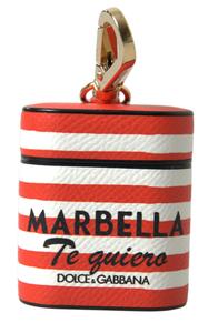 Элегантный оранжевый полосатый кожаный чехол для Airpods Dolce & Gabbana