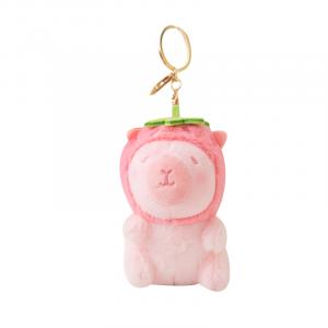 Очаровательный брелок для рюкзака бамбуковая трубка панда мини кукла плюшевый кулон 15 см высота Happy Fish, Fruit Collection Capybara-Strawberry