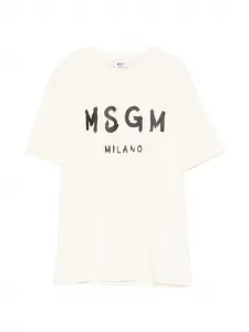 Футболка с принтом логотипа MSGM Kids, бежевый