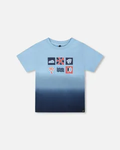 Футболка с коротким рукавом из органического хлопка, синий градиент Deux Par Deux