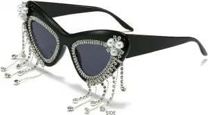 Солнцезащитные очки Melrose Rinestone, стильные очки «кошачий глаз» для женщин, модные летние очки с защитой от УФ-излучения UV400, модель 7320, Black