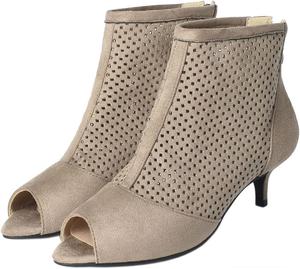 Женские ботильоны SHEMEE с открытым носком, каблук-лодочка, искусственная замша, вырезы, высокие летние сандалии с задней молнией, Beige